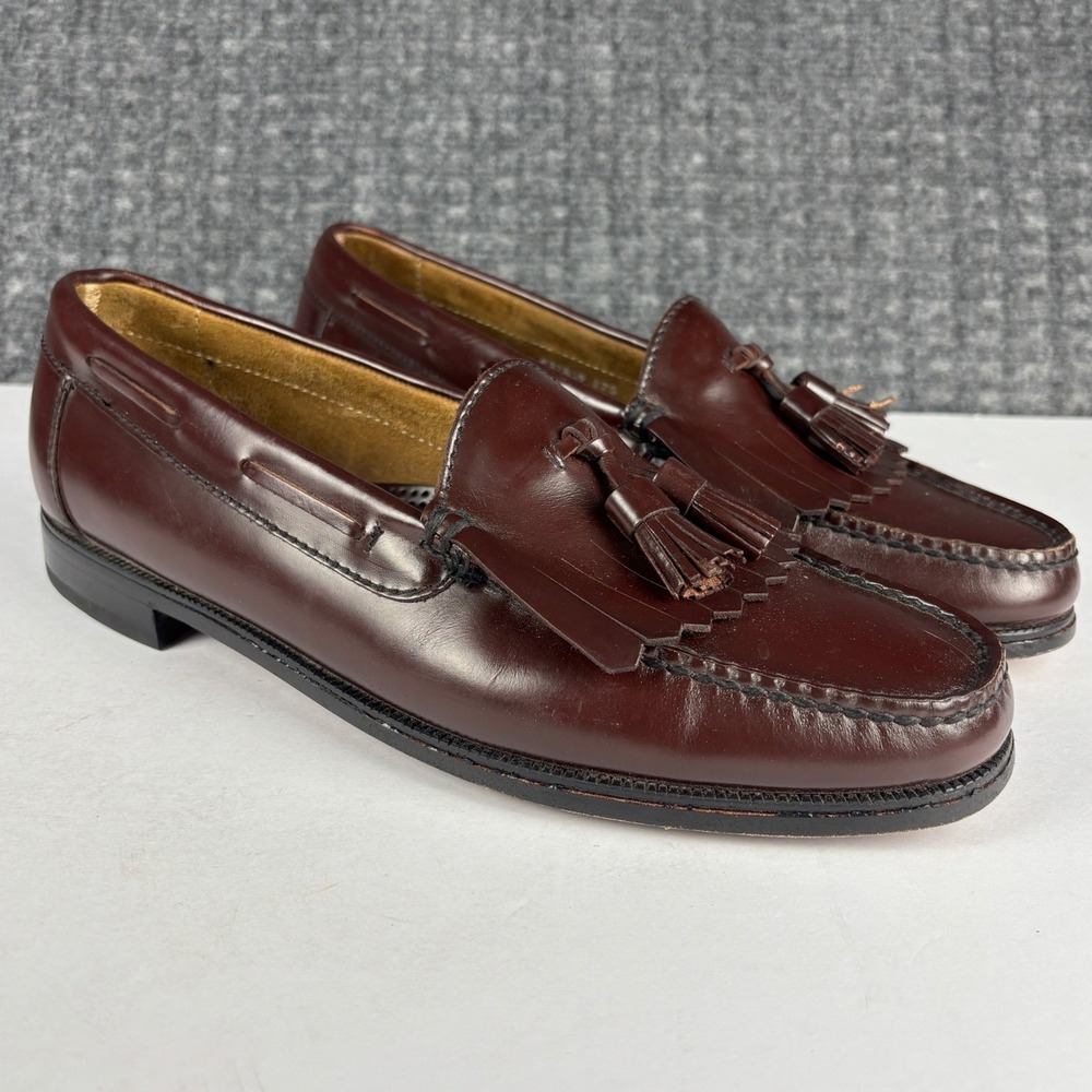 Florsheim Berkley Kiltie Tassel Loafers Leather Dress Shoes 10 B Burgundy